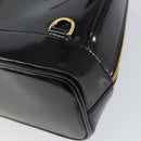 GUCCI Bamboo Body Bag Enamel Black Gold 007 2113 0127 Auth ep11592-15