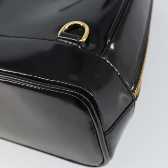 GUCCI Bamboo Body Bag Enamel Black Gold 007 2113 0127 Auth ep11592