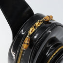 GUCCI Bamboo Body Bag Enamel Black Gold 007 2113 0127 Auth ep11592-17