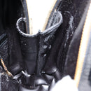 GUCCI Bamboo Body Bag Enamel Black Gold 007 2113 0127 Auth ep11592-11