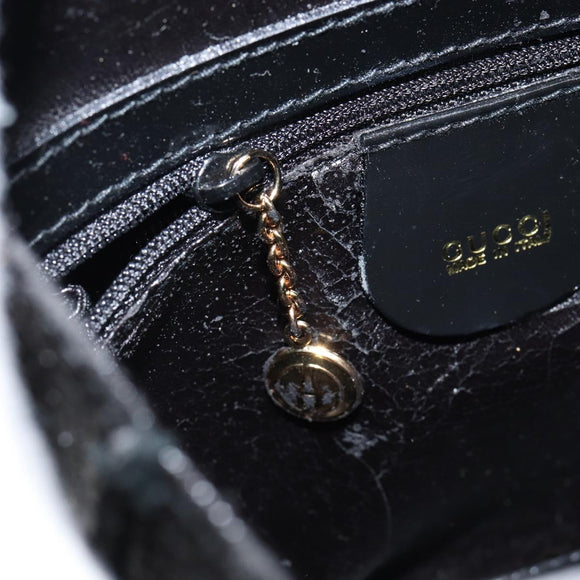 GUCCI Bamboo Body Bag Enamel Black Gold 007 2113 0127 Auth ep11592