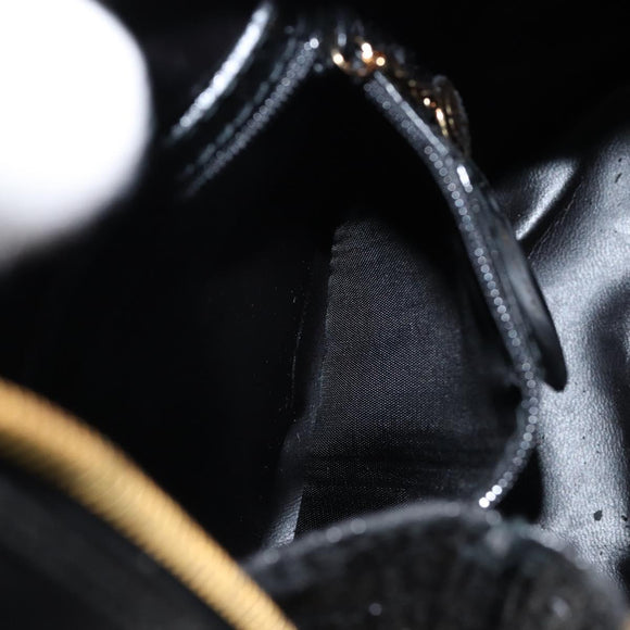 GUCCI Bamboo Body Bag Enamel Black Gold 007 2113 0127 Auth ep11592