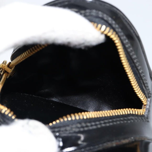 GUCCI Bamboo Body Bag Enamel Black Gold 007 2113 0127 Auth ep11592