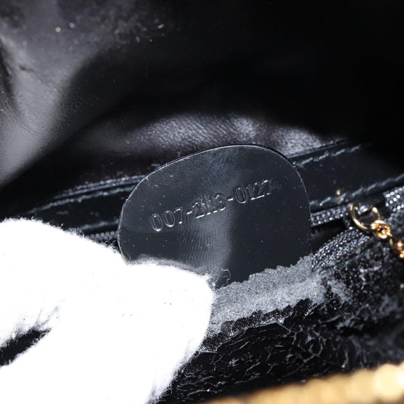 GUCCI Bamboo Body Bag Enamel Black Gold 007 2113 0127 Auth ep11592