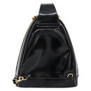 GUCCI Bamboo Body Bag Enamel Black Gold 007 2113 0127 Auth ep11592-2
