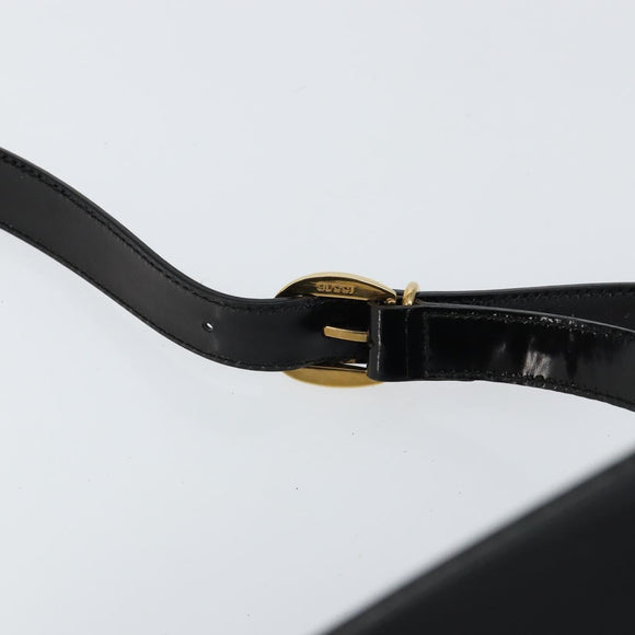 GUCCI Bamboo Body Bag Enamel Black Gold 007 2113 0127 Auth ep11592