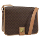 CELINE Macadam Canvas Shoulder Bag PVC Brown Gold Auth ep11596-1