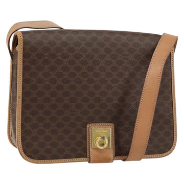 CELINE Macadam Canvas Shoulder Bag PVC Brown Gold Auth ep11596