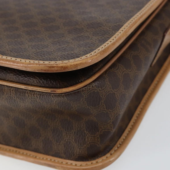 CELINE Macadam Canvas Shoulder Bag PVC Brown Gold Auth ep11596