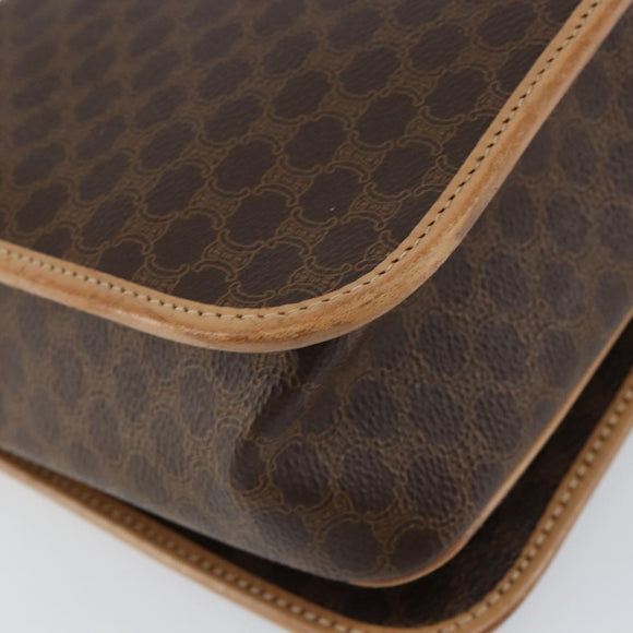 CELINE Macadam Canvas Shoulder Bag PVC Brown Gold Auth ep11596