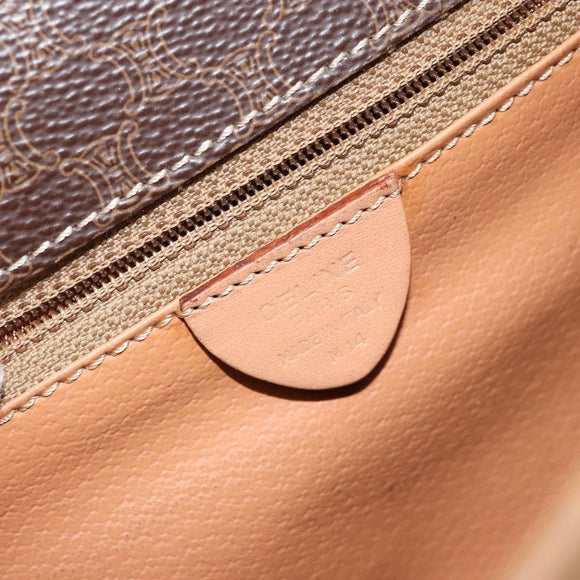 CELINE Macadam Canvas Shoulder Bag PVC Brown Gold Auth ep11596