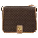 CELINE Macadam Canvas Shoulder Bag PVC Brown Gold Auth ep11596-13