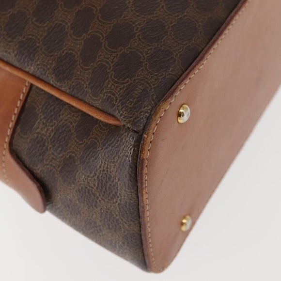 CELINE Macadam Canvas Hand Bag PVC Leather Brown Gold Auth ep11600