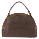 CELINE Macadam Canvas Hand Bag PVC Leather Brown Gold Auth ep11600-2