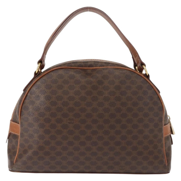 CELINE Macadam Canvas Hand Bag PVC Leather Brown Gold Auth ep11600
