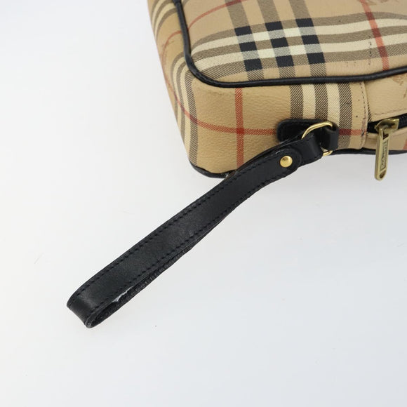 Burberrys Nova Check Clutch Bag PVC Beige Gold Auth ep11601