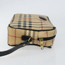 Burberrys Nova Check Clutch Bag PVC Beige Gold Auth ep11601-3