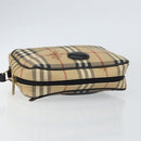 Burberrys Nova Check Clutch Bag PVC Beige Gold Auth ep11601-5