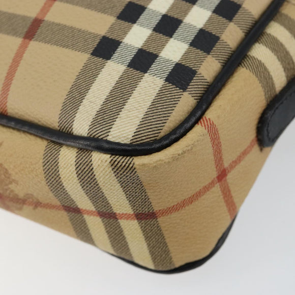 Burberrys Nova Check Clutch Bag PVC Beige Gold Auth ep11601