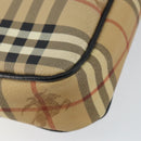 Burberrys Nova Check Clutch Bag PVC Beige Gold Auth ep11601-14