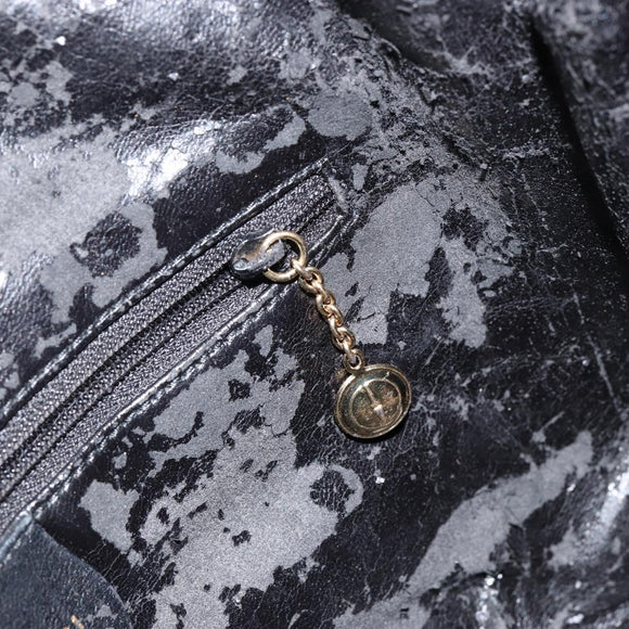 GUCCI Bamboo Hand Bag Leather Black Gold 001 2123 1638 Auth ep11605