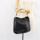 GUCCI Bamboo Hand Bag Leather Black Gold 001 2123 1638 Auth ep11605-21