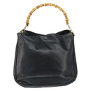 GUCCI Bamboo Hand Bag Leather Black Gold 001 2123 1638 Auth ep11605-13
