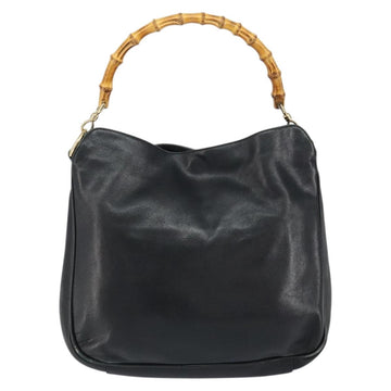 GUCCI Bamboo Hand Bag Leather Black Gold 001 2123 1638 Auth ep11605 - 0