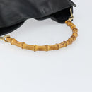 GUCCI Bamboo Hand Bag Leather Black Gold 001 2123 1638 Auth ep11605-7