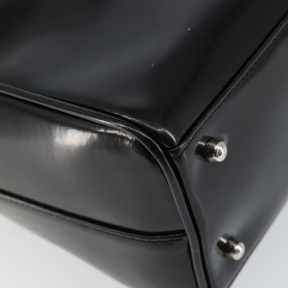 GUCCI Soho Hand Bag Enamel Black Silver 000 2058 0505 5 Auth ep11607