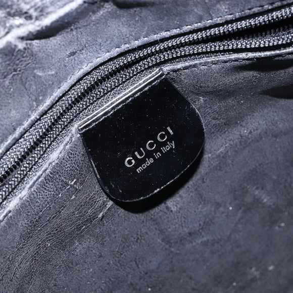 GUCCI Soho Hand Bag Enamel Black Silver 000 2058 0505 5 Auth ep11607