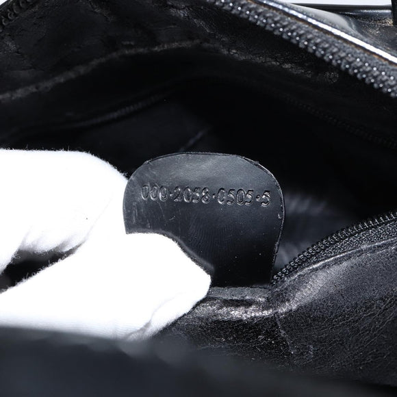 GUCCI Soho Hand Bag Enamel Black Silver 000 2058 0505 5 Auth ep11607