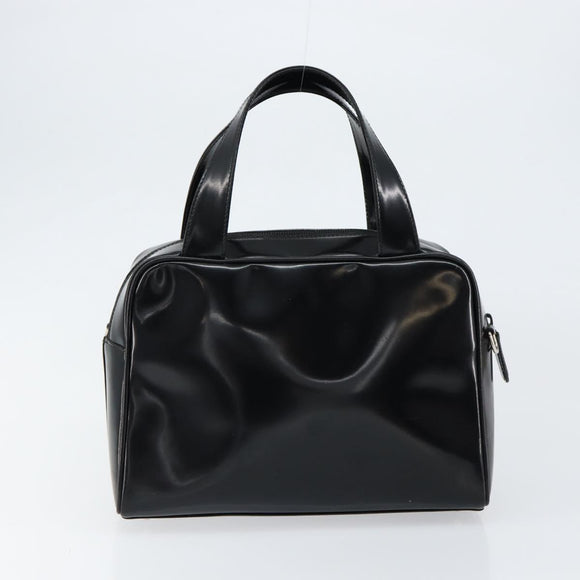 GUCCI Soho Hand Bag Enamel Black Silver 000 2058 0505 5 Auth ep11607