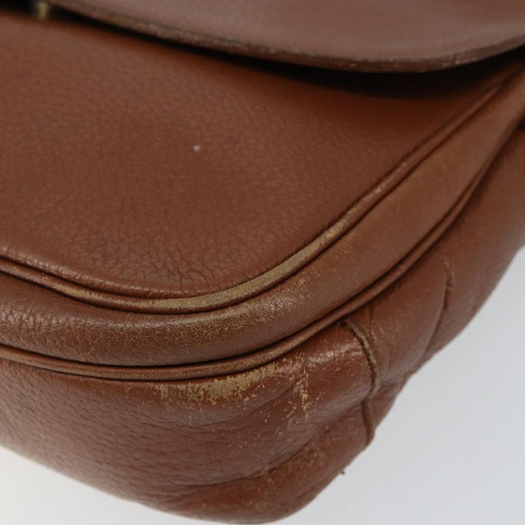 Burberrys Shoulder Bag Leather Gold Brown Auth ep11609