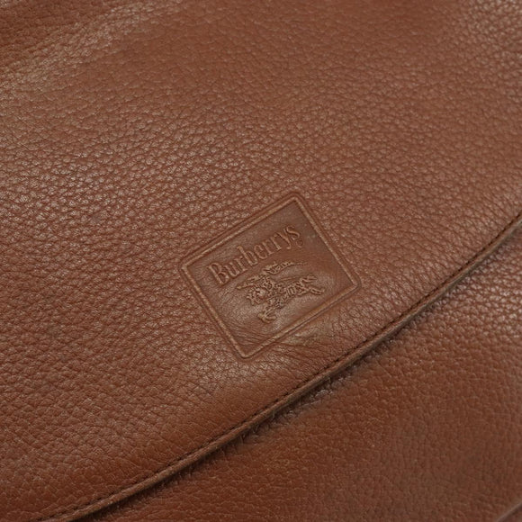 Burberrys Shoulder Bag Leather Gold Brown Auth ep11609