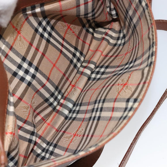 Burberrys Shoulder Bag Leather Gold Brown Auth ep11609