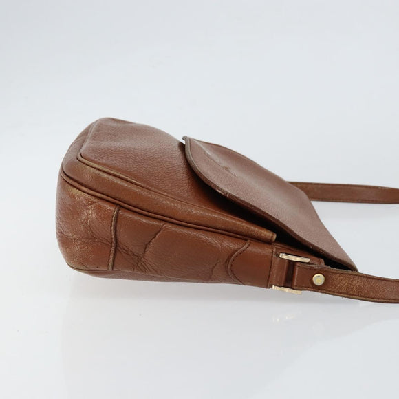 Burberrys Shoulder Bag Leather Gold Brown Auth ep11609
