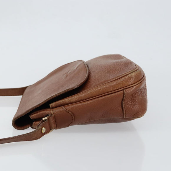 Burberrys Shoulder Bag Leather Gold Brown Auth ep11609