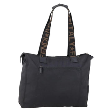 FENDI Tote Bag Nylon Black Silver Auth ep11611