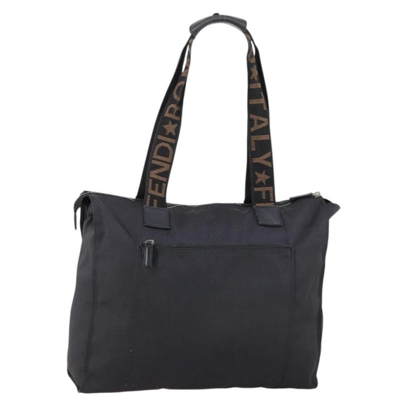 FENDI Tote Bag Nylon Black Silver Auth ep11611