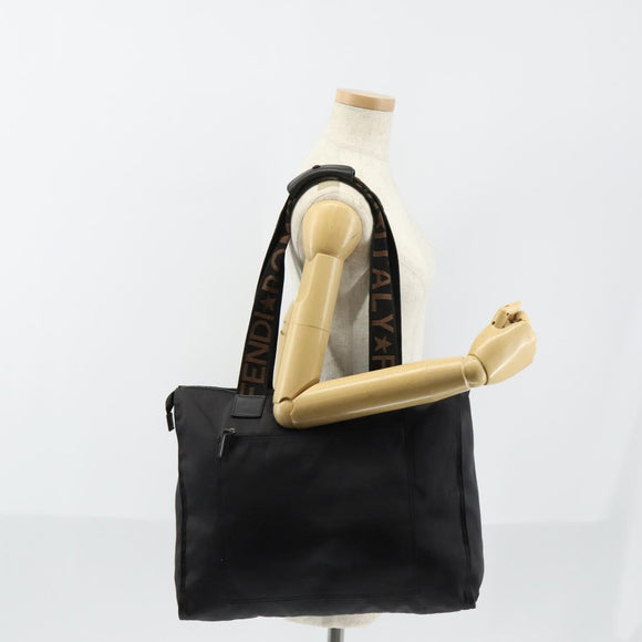 FENDI Tote Bag Nylon Black Silver Auth ep11611