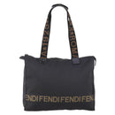 FENDI Tote Bag Nylon Black Silver Auth ep11611-2