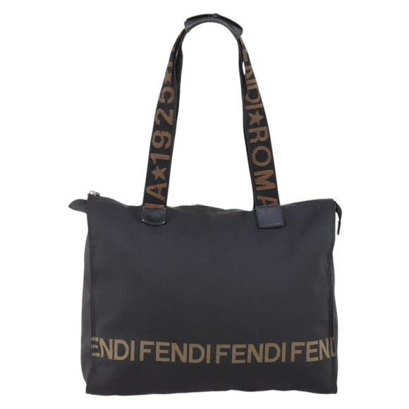 FENDI Tote Bag Nylon Black Silver Auth ep11611