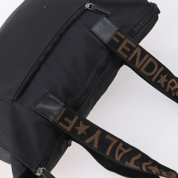 FENDI Tote Bag Nylon Black Silver Auth ep11611