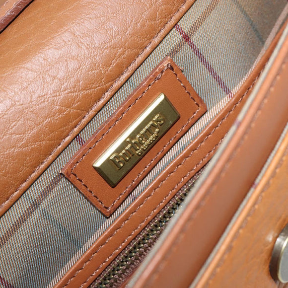 Burberrys Shoulder Bag Leather Gold Brown Auth ep11612