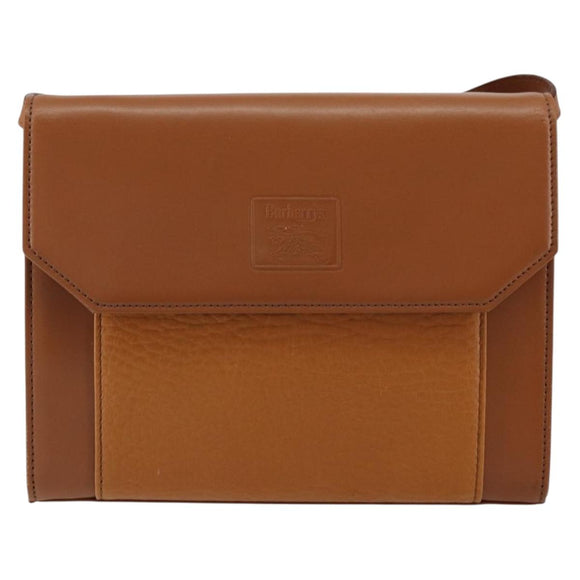 Burberrys Shoulder Bag Leather Gold Brown Auth ep11612