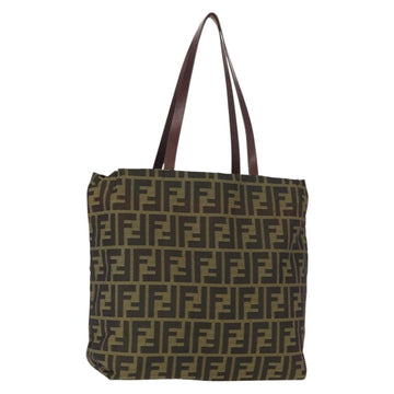 FENDI Zucca Canvas Tote Bag Black Brown Auth ep11618