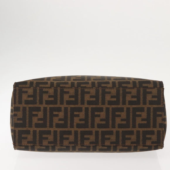 FENDI Zucca Canvas Mamma Baguette Tote Bag Black Brown Auth ep11622