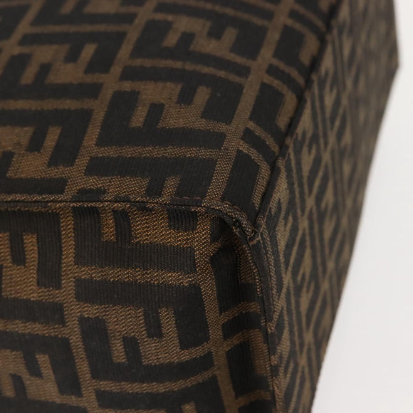 FENDI Zucca Canvas Mamma Baguette Tote Bag Black Brown Auth ep11622