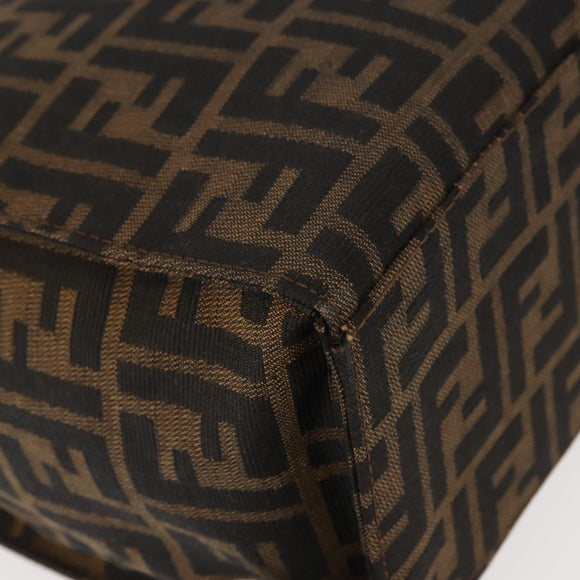 FENDI Zucca Canvas Mamma Baguette Tote Bag Black Brown Auth ep11622